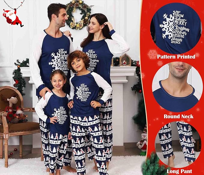 Matching Family Christmas Pajamas Sets, Holiday PJs with Top and Pants, Cute 2 Piece Sleepwear for Couples/Women/Men