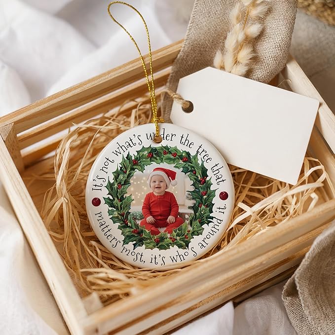 Personalized Baby First Christmas Ornament 2025 with Photo & Name Personalized Christmas Ornaments Custom Ornaments for Christmas Tree Keepsake for Newborn Boy or Girl Gifts