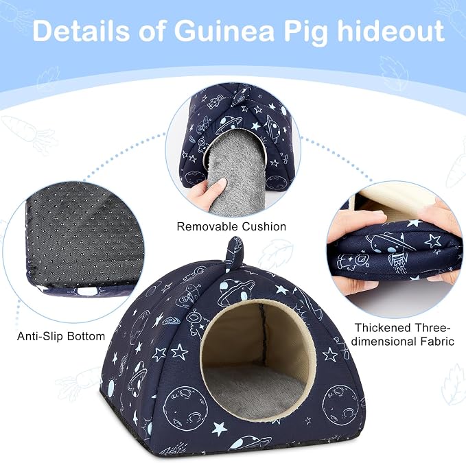 Bienbee Guinea Pig Hideout, 2 Piece Washable Set for Small Animals Small | Guinea Pig Bed With Soft Plush, Resilient Padding, and Easy Machine Washing for Resting Hiding and Tunnel Playing