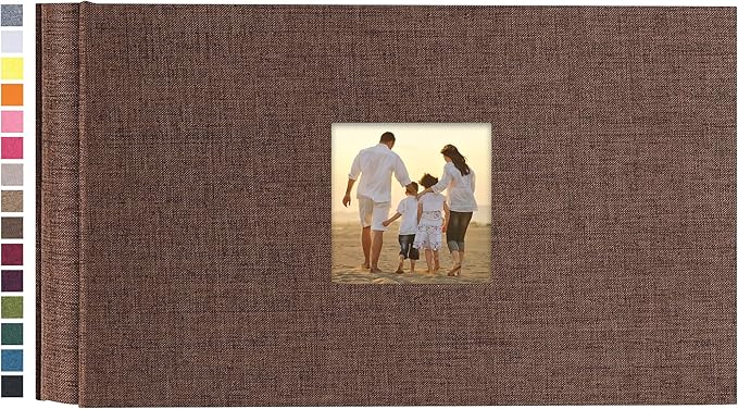 potricher Small Photo Album 4x6 100 Photos Linen Cover Picture Photo Book for Family Wedding Anniversary Baby Vacation (Brown,100 Pockets)