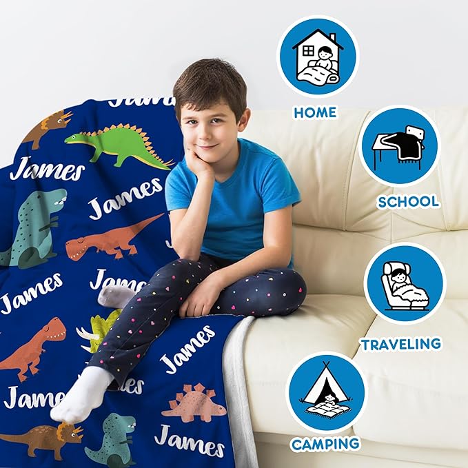 Ships Next Day- Custom Blanket with Name, Personalized Kids Throw Blankets, Teen Girl Gifts Trendy Stuff, Christmas Birthday Gifts for Boys Girls