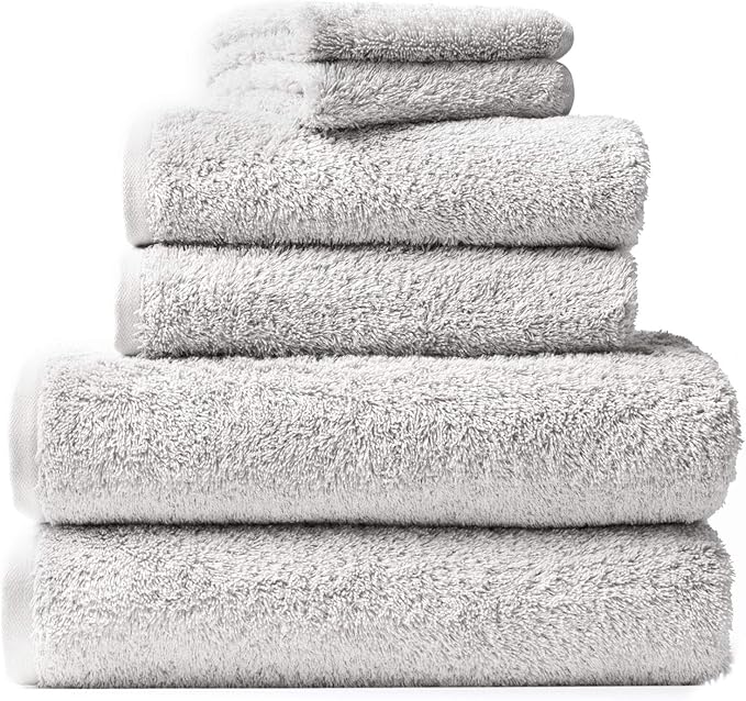 Coyuchi Cloud Loom Organic Towels, 6 Piece Set (Fog)