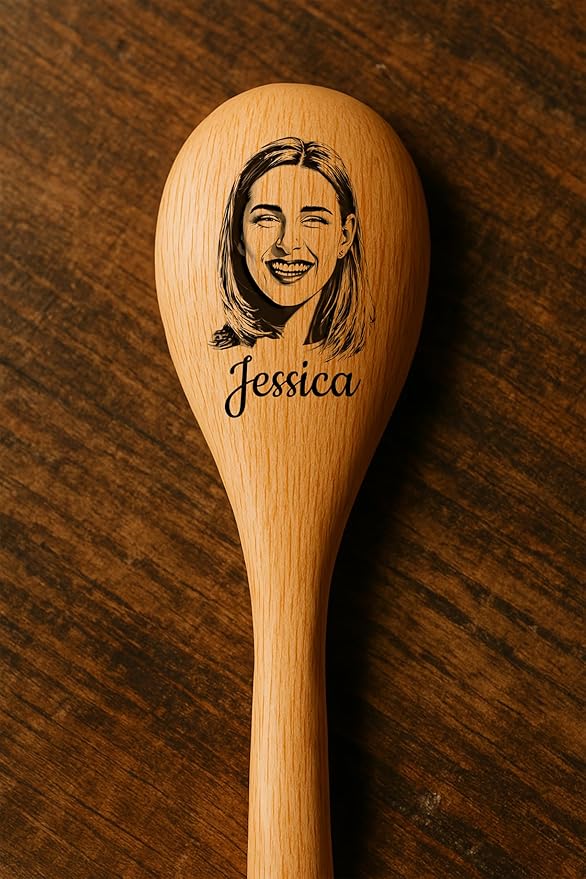 Custom Mom Gifts, Personalized Engraved Wooden Spoon, Gift Mother's Day for Grandma, Mama Photo Gift, Birthday Gifts For Women, Her, Chef, Baking, Cooking, Housewarming, Kitchen Spoon