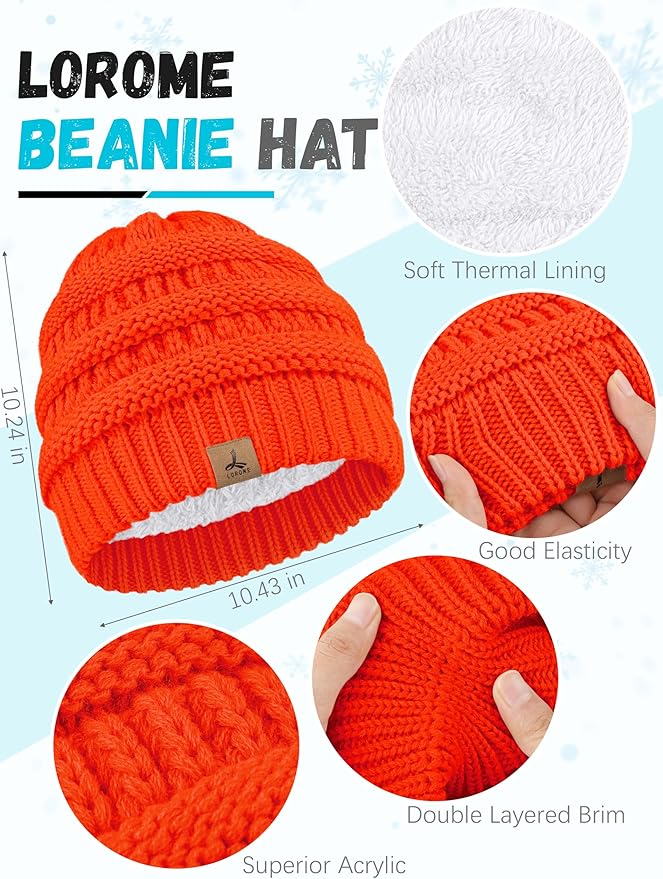 Winter Beanie Hat Scarf Gloves, Warm Fleece Knit Hats Touch Screen Gloves Neck Scarf Set Winter Gifts for Unisex Adult