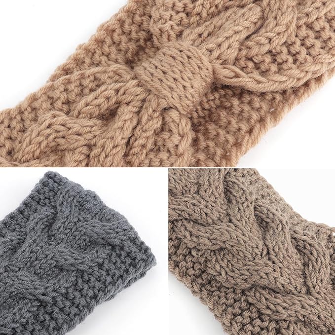 DRESHOW Winter Knit Chunky Headbands for Women Crochet Turban Knitted Ear Warmer Fashion Head Wrap 6 Pack