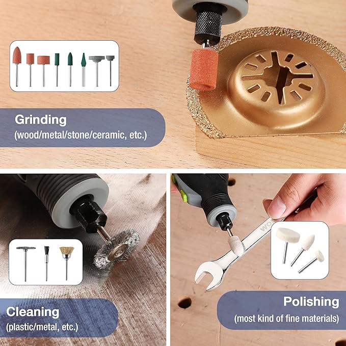 WORKPRO 476-Piece Rotary Tool Accessory Kit, Rotary Tool Bits for Easy Cutting, Grinding, Sanding, Polishing, Cleaning, Drilling, Carving and Engraving