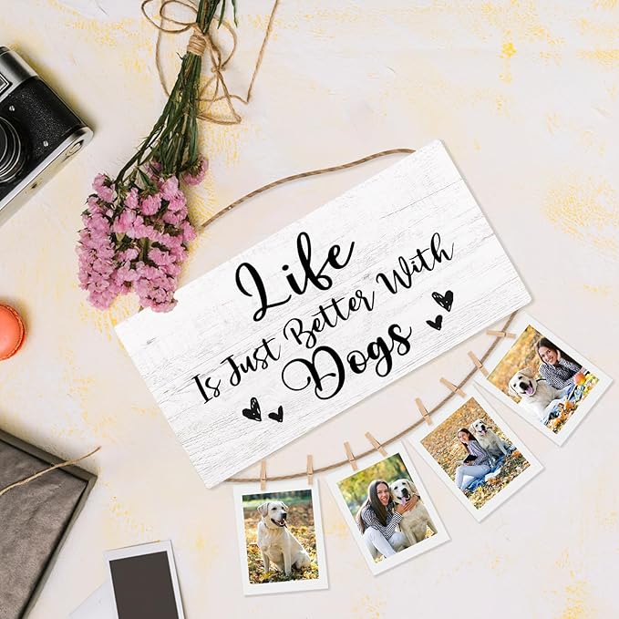 Dog Grandparents Gifts Picture Frame Photo Holder for Wall, Dog Lovers Gifts for Women Owners Dog Mom, Dog Gifts for Grandma Grandpa, Funny Gifts, Best Dog Ever Gifts Gifts Hanging Photo Display