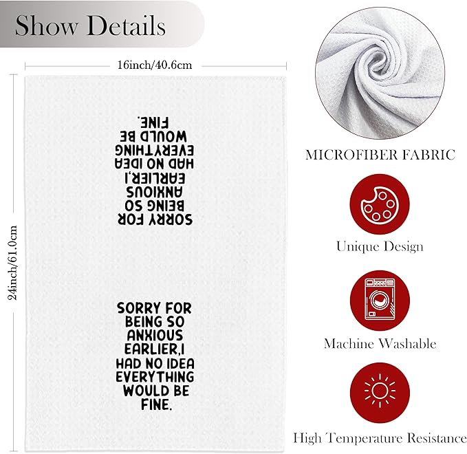 Funny Sarcastic Kitchen & Bath Towels, Sarcastic Gifts for Women & Men, Funny Dish & Hand Towels with Sayings, 16x24 Inch