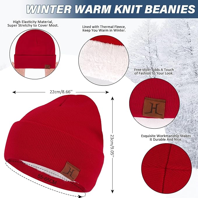Winter Beanie Hat Scarf Touchscreen Gloves Set for Men and Women, Beanie Gloves Neck Warmer Set with Warm Knit Fleece Lined