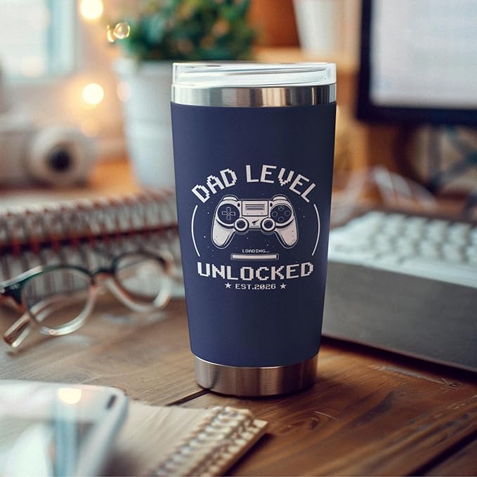 Promoted to Dad 2026 Tumbler 20oz – New Dad Gifts for First Time Daddy, Expecting Daddy Present For Birthday, Father’s Day, Christmas Cups From Friend, Baby, Kid, Wife