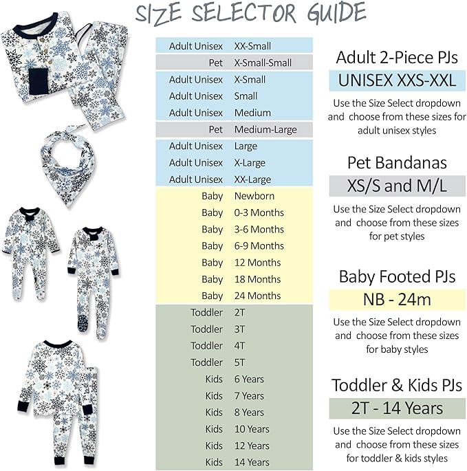 JAMIE Matching Family Jammies Holiday Pajamas 100% Organic Cotton PJs Adults, Kids, Toddlers, Baby, Pets
