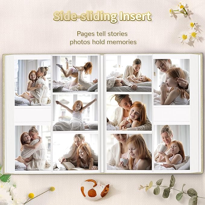 Photo Album 4x6 with 1000 Pockets,Slip-in Picture Albums,Linen Cover Memory Book with Front Window,White Page Vertical Photo Book for Wedding,Family,Anniversare,Baby,Vacation