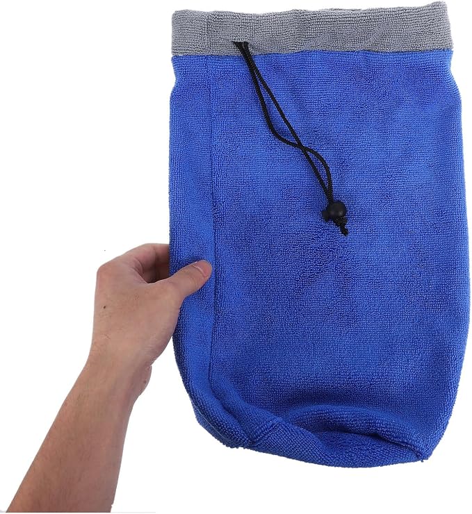 Plush Small Animal Bath Towel with Adjustable Drawstring for Ferrets and Guinea Pigs, High Absorbency and Easy to Maintain Sky-Color Towel, Grooming Accessory for Small Pets