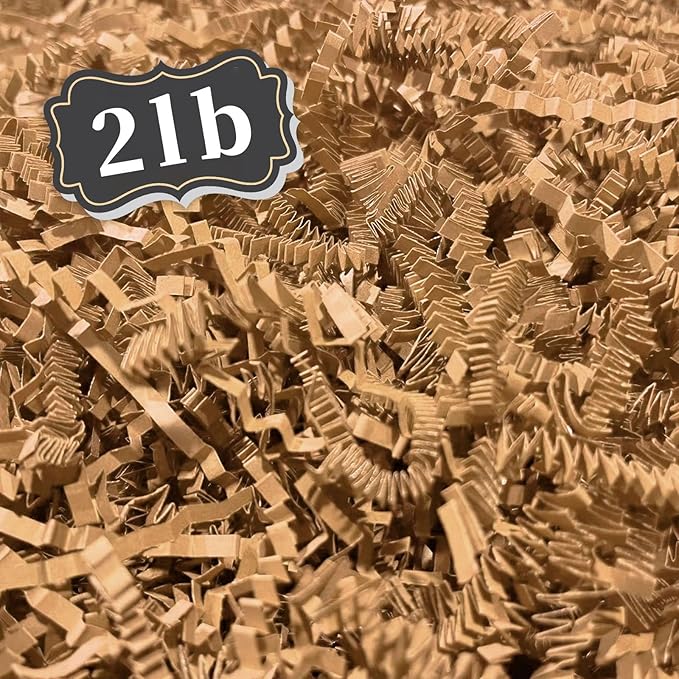 2 LB Brown Crinkle Cut Paper Shred Filler Great for Gift Wrapping, Basket Filling, Birthday, Wedding, Halloween, Thanksgiving, Christmas Day, New Year Party Decorations Filling Supplies
