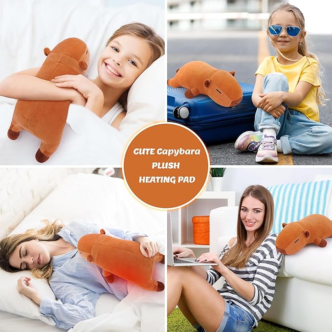 1.8lb Capybara Stuffed Animals Plush Microwavable Heating Pad-14'' Capybara Plush Heating Pads for Cramps &Period Pain Relief, Heatable & Coolable Stuffed Animals Bedtime Birthday Gift for Women Kids