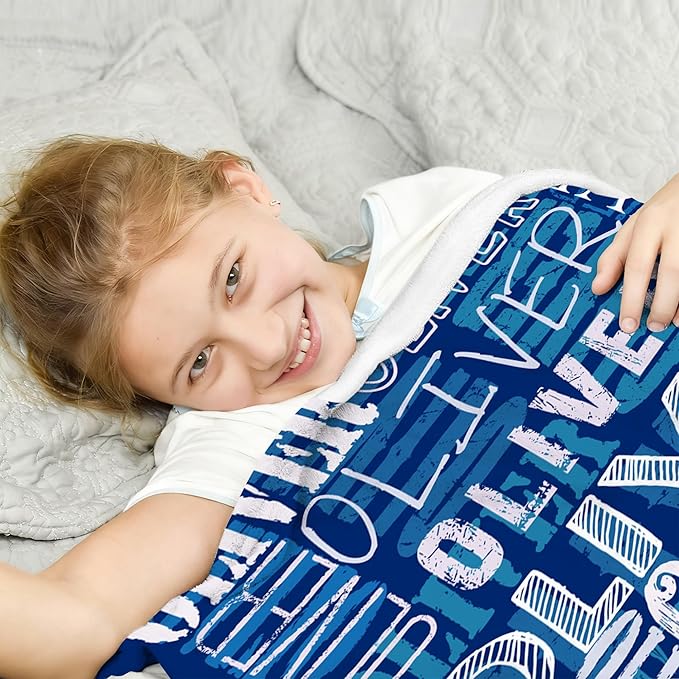 Ships Next Day- Custom Blanket with Name, Personalized Kids Throw Blankets, Teen Girl Gifts Trendy Stuff, Christmas Birthday Gifts for Boys Girls