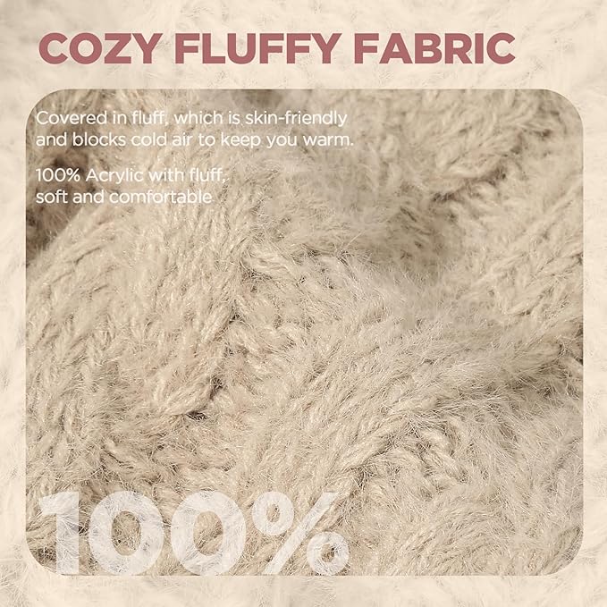 Womens Beanie Hat Infinity Scarf Touchscreen Gloves Fleece Headband 4 in 1 Winter Clothes Set Gifts for Women