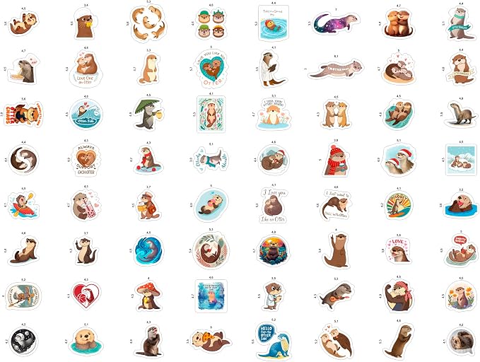 100Pcs Otter Stickers for Water Bottle - Sea Otter Gifts, Party Supplies & Party Decorations - Gift for Women & Men