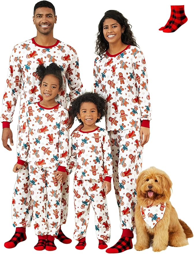 PATPAT Christmas Family Matching Pajama Sets Includes Christmas Socks - Perfect for Family Photos & Holiday Celebrations