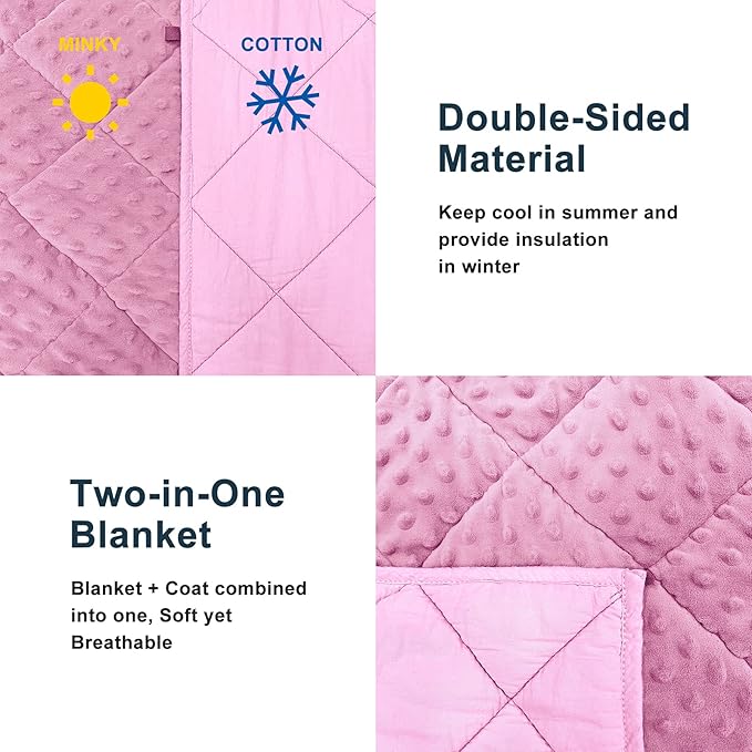 MAXTID Weighted Blanket for Kids 3lbs Pink 36x48 Kids Heavy Blanket Comfort Sensory Blankets for Girls