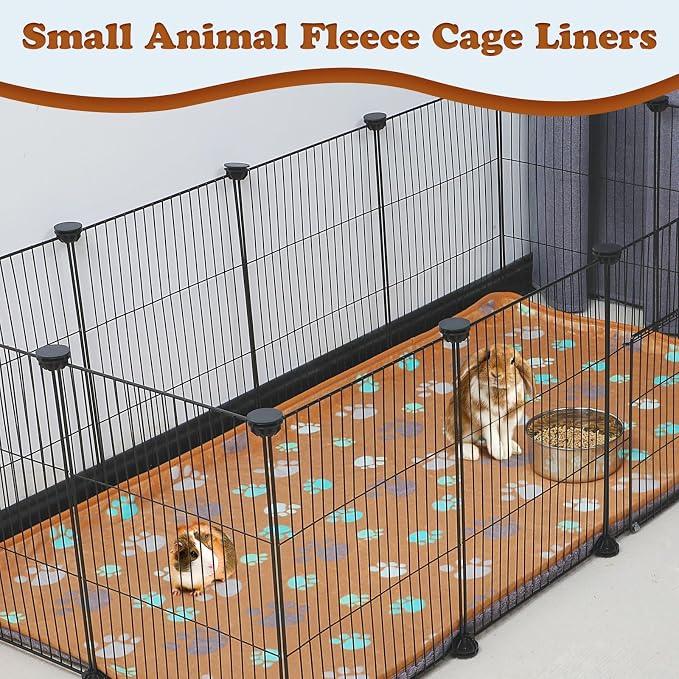YUEPET Waterproof Guinea Pig Blankets 3 Pack, Fleece Cage Liners, L | Guinea Pig Fleece Cage Liners, Waterproof Backing, Machine Washable, Soft Fleece Surface, 48 x 24 in