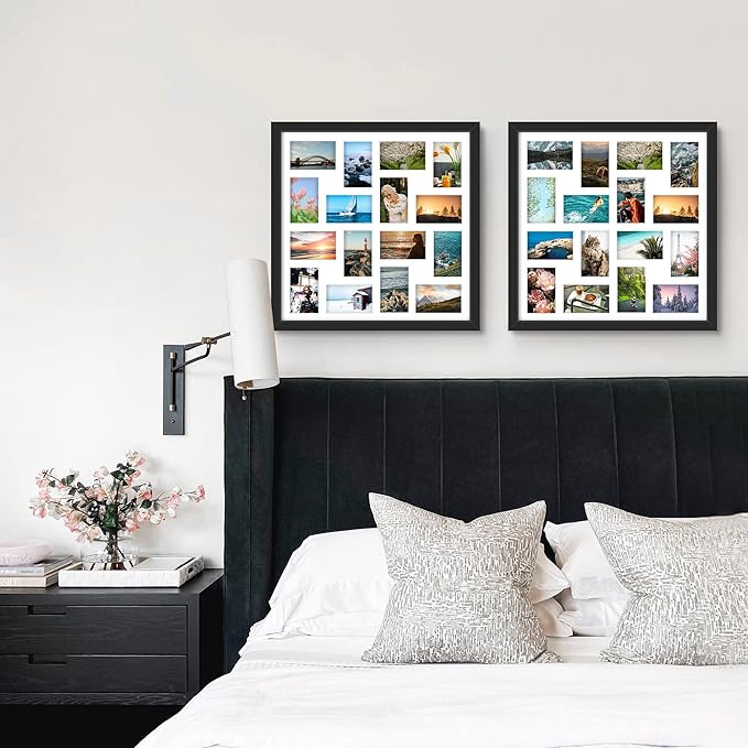 22x22 Picture Frame 4x6 Collage Picture Frame Displays Sixteen 4x6 inch Photos Collage Wall Decor Wall Hanging Black