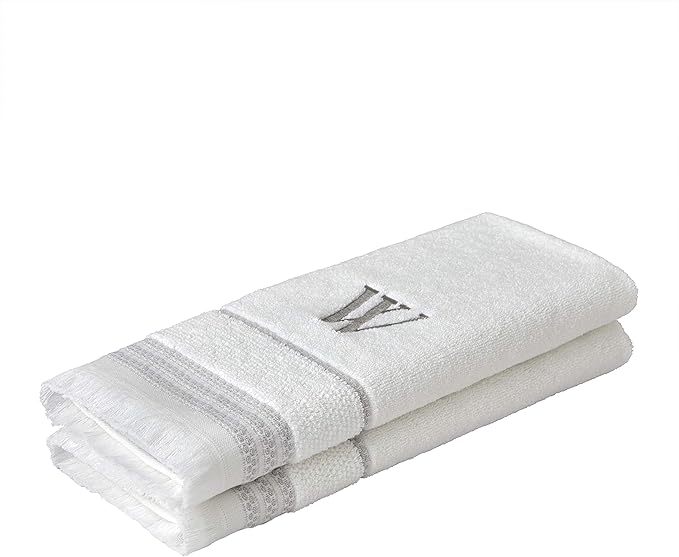 SKL Home Casual Monogram Hand Towel (2-Pack), W, 16x26, White