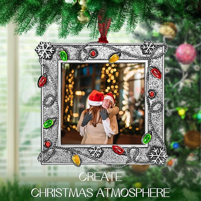 LARAINE Picture Photo Frame Christmas Metal 2025 Christmas High Definition Glass Display Pictures for Tabletop Home Decorative Holiday Gift (Silver, 2.5)