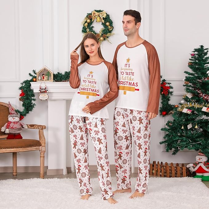 PYAEAS Matching Family Pajamas Sets Christmas PJ's Jammies Holiday Sleepwear Loungewear for Adult Women Men Xmas Outfits