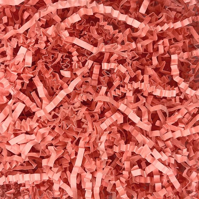 ZEBMOON 1 LB Pink Crinkle Cut Paper Shred Filler Great for Gift Wrapping, Basket Filling, Birthday, Wedding, Halloween, Thanksgiving, Christmas Day, New Year Party Decorations Filling Supplies B