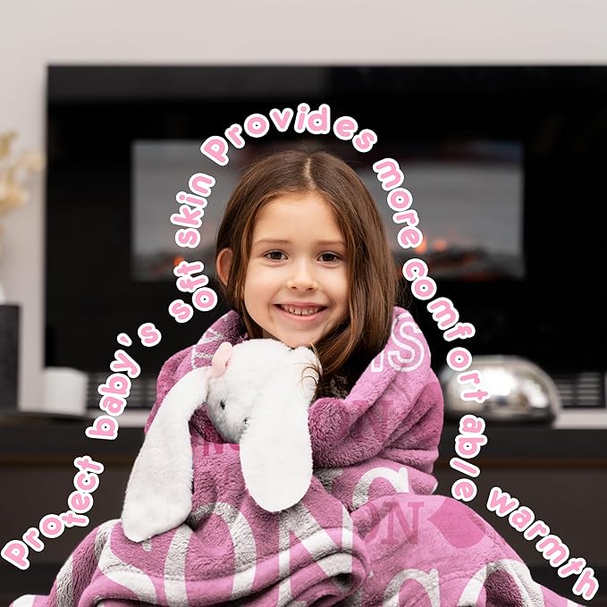 Ships Next Day- Custom Blanket with Name, Personalized Kids Throw Blankets, Teen Girl Gifts Trendy Stuff, Christmas Birthday Gifts for Boys Girls