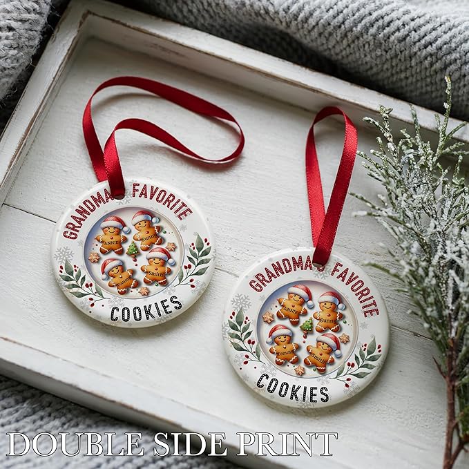 Personalized Gingerbread Christmas Ornaments for Family of 4, Custom 2025 Christmas Ornament with Names, Idea, Unique Xmas Tree Hanging Decoration