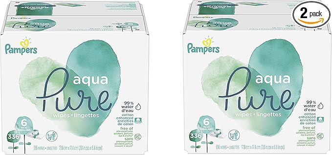Pampers Aqua Pure 6X Pop-Top Sensitive Water Baby Wipes, 672 Count