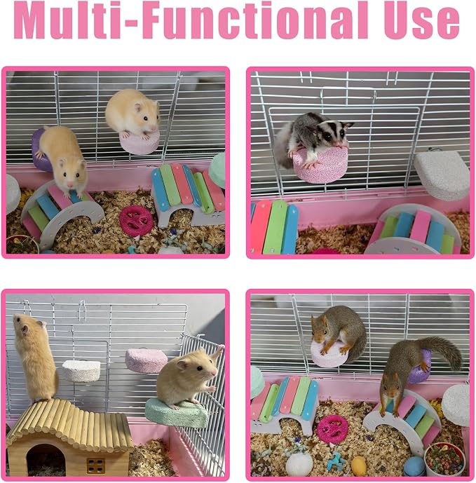 4 Pack Hamster Rat Lava Ledge Platform Teeth Grinding Chewing Toy (S) | Chinchillas Pumice Teeth Grinding Block Perch Stand Jumping Platform Small Animals Cage Accessories for Gerbil Mouse Bird