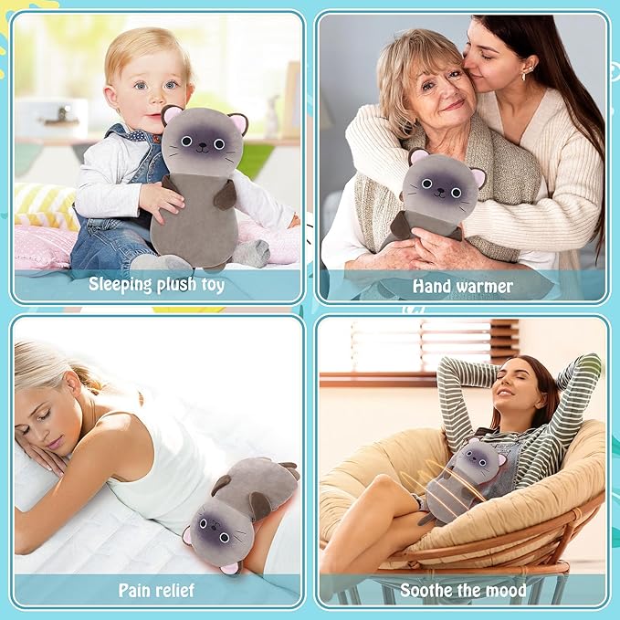 Microwave Heating Pad for Period Cramps & Pain Relief, Siamese Cat Microwavable Heating Pads for Kids Birthday, Animals Heating Pad for Women Mother's Day, Cat Plush Warmer for Shoulder Neck Knee Back