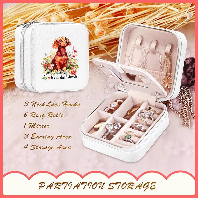 Dachshund Jewelry Box, Gifts For Teens Girls, Dachshund Lovers Stuff Items Accessories Things Merchandise Decor Merch, Travel Ring Earrings Necklace Organizer Holder!