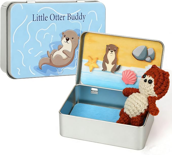Little Otter Buddy - Knitted Otter Desk Companion Gift | Cute knitted otter buddy, a soft desk companion and thoughtful gift for coworkers, friends and otter lovers