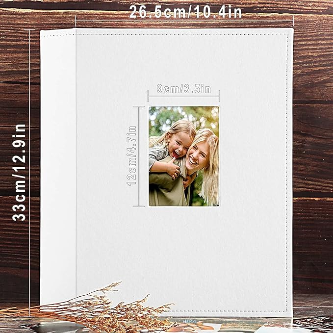 Ywlake Photo Album 4x6 400 Pockets, Leather Photo Albums Holds 400 Vertical Pictures Only White