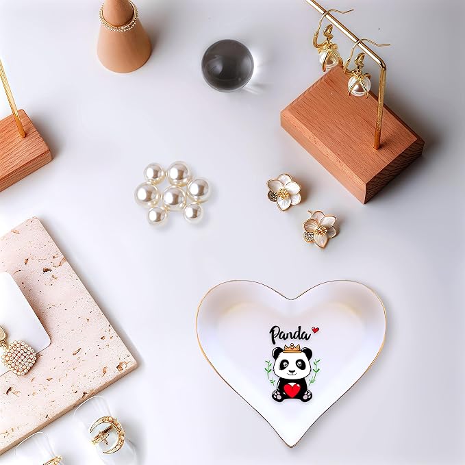 Panda Ring Holder Dish Tray, Gifts For Women Teens Girls, Panda Lovers Themed Stuff Accessories Things Decor Merch, Home Room Ring Earrings Necklace Organizer Holder!