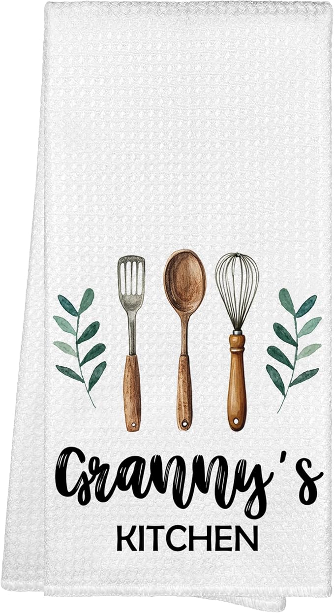 Granny's Kitchen Towels, Granny Grandma Christmas Birthday Gifts Hand Towels for Grandma from Grandkids, Rustic Farmhouse Decorative Tea Dish Towels for Room Mother's Day Decor 16x24 in