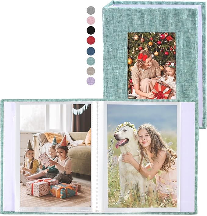 vivinin 2 Pack Photo Album 4x6, Linen Cover Photo Book, Small Photo Album Book for 36 Pockets Hold 72 Pictures, Picture Book for Photos Family Anniversaries Baby Vacations (Green)