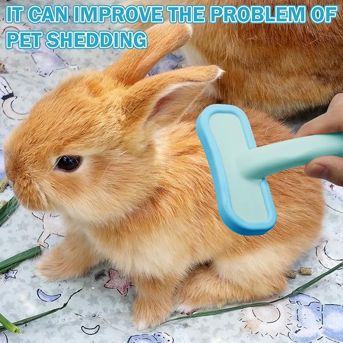 2Pcs Rabbit Bunny Soft Brush, Practical Brush for Rabbits Grooming, Soft Silicone Small Animal Massage Comb, Bunny Grooming Kit Supplies Suitable for Cats Puppies & Other Pets(Blue)