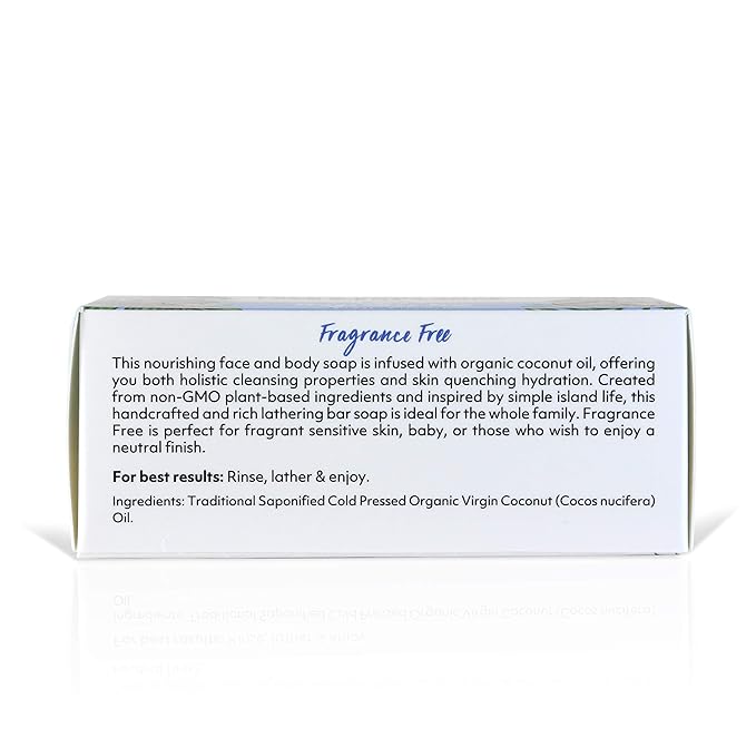 "Coco Fiji Soap Bar for Face and Body Infused With Organic Coconut Oil, Fragrance Free, Essential Oil, Natural Soap for Moisturizing & Pore Purifying Skin, 7 oz, Pack Of 3 "