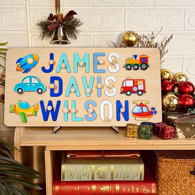 Name Puzzle Baby Gifts for Girl Boy, First Baby Toddler Christmas Birthday Gift, Toddler Toys Montessori Learning, 1 Year Old Gifts