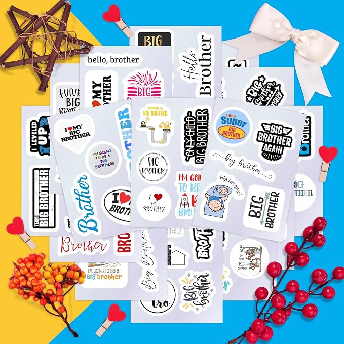Big Brother Stickers for Water Bottle and Laptop - Big Brother Party Supplies & Decorations, Waterproof Vinyl Decals, Sibling and Family Stickers, Gifts for Women & Men