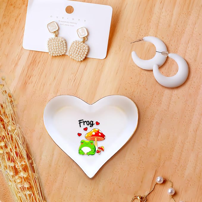 Frog Ring Holder Dish Tray, Gifts For Women Teens Girls, Frog Lovers Themed Stuff Accessories Things Decor Merch, Home Room Ring Earrings Necklace Organizer Holder!