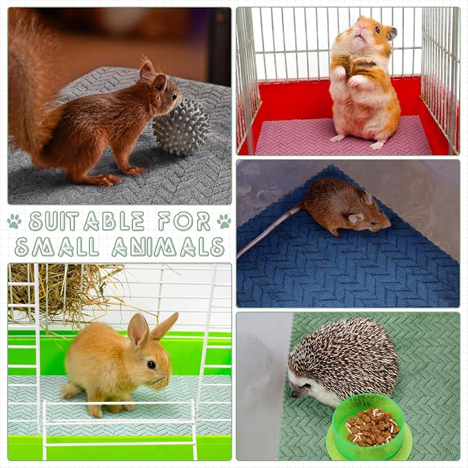 VitalCozy 10 Pcs Guinea Pig Cage Liners Washable Rat Bedding for Guinea Pigs Controlling Absorbent Waterproof Pee Pads Blanket for Rabbits Hamster Small Animal Chinchilla(Wheat,18x24 Inch,Multicolor)