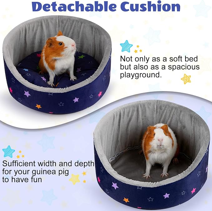 Glittme Soft Guinea Pig Bed, 11.8" Machine Washable Small Animal House Bed | Small Animal Hideout Features A Thick Removable Mat And Plush Fleece For A Cozy Resting Spot In Various Pet Cages