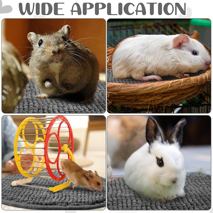Amylove 4 Pcs Guinea Pig Cage Liner 12 Inch Round Washable Chenille Pee Pads Pet Dog Cat Bedding Training Mat Reusable for Small Animals Puppy Bunny Hamster Chinchilla