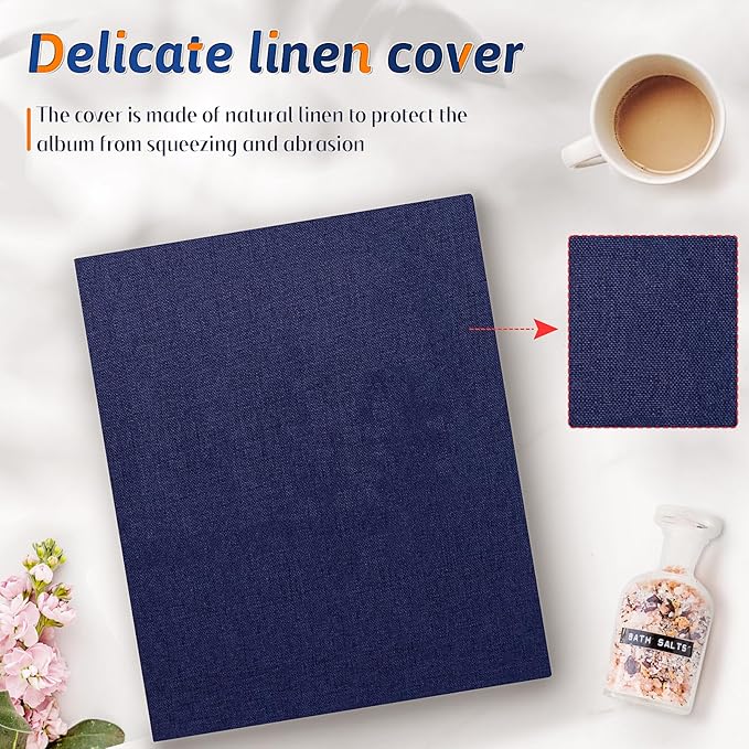Popotop Photo Album 4x6 200 Pockets for Wedding Gifts,Linen Hardcover Picture Albums for Family Anniversary Baby Vacation Pictures